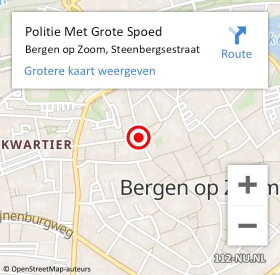 Locatie op kaart van de 112 melding: Politie Met Grote Spoed Naar Bergen op Zoom, Steenbergsestraat op 10 december 2021 17:31