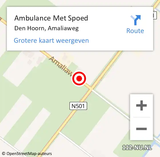 Locatie op kaart van de 112 melding: Ambulance Met Spoed Naar Den Hoorn, Amaliaweg op 10 december 2021 17:33