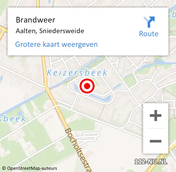 Locatie op kaart van de 112 melding: Brandweer Aalten, Sniedersweide op 10 december 2021 17:42