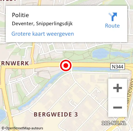 Locatie op kaart van de 112 melding: Politie Deventer, Snipperlingsdijk op 10 december 2021 17:43