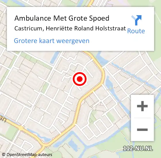 Locatie op kaart van de 112 melding: Ambulance Met Grote Spoed Naar Castricum, Henriëtte Roland Holststraat op 10 december 2021 17:43