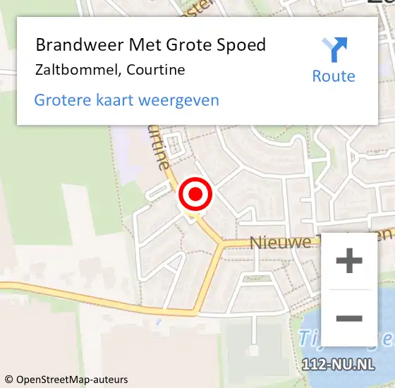 Locatie op kaart van de 112 melding: Brandweer Met Grote Spoed Naar Zaltbommel, Courtine op 10 december 2021 18:01