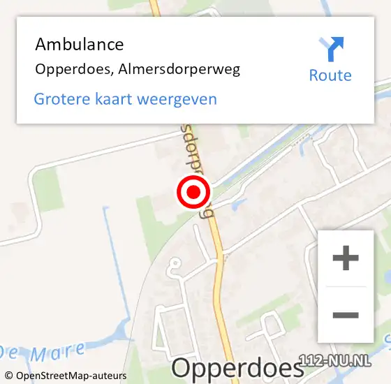 Locatie op kaart van de 112 melding: Ambulance Opperdoes, Almersdorperweg op 10 december 2021 18:02