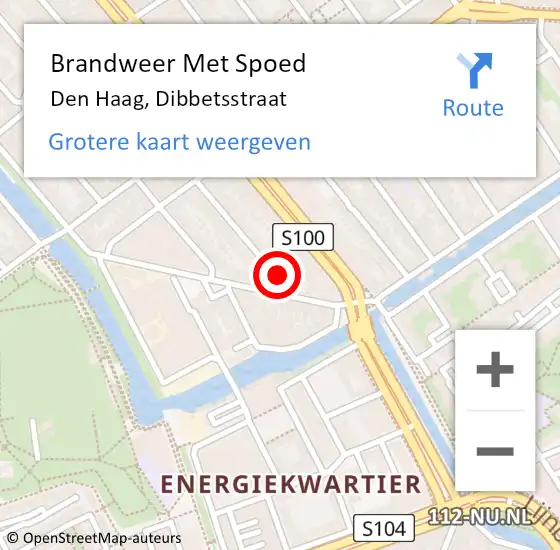 Locatie op kaart van de 112 melding: Brandweer Met Spoed Naar Den Haag, Dibbetsstraat op 10 december 2021 19:07