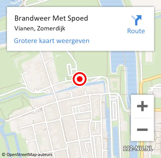 Locatie op kaart van de 112 melding: Brandweer Met Spoed Naar Vianen, Zomerdijk op 1 juli 2014 21:56