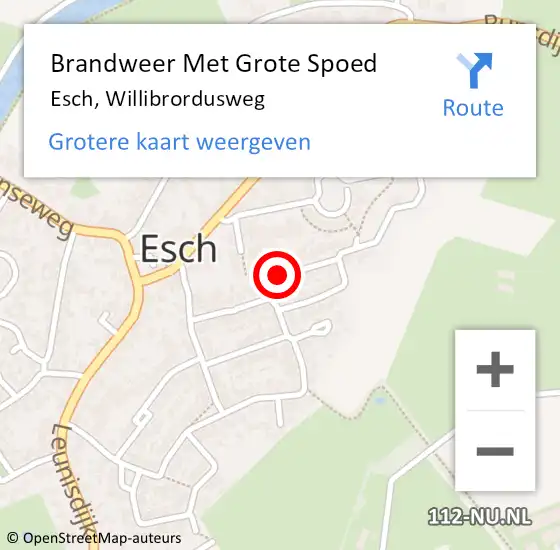 Locatie op kaart van de 112 melding: Brandweer Met Grote Spoed Naar Esch, Willibrordusweg op 10 december 2021 19:14