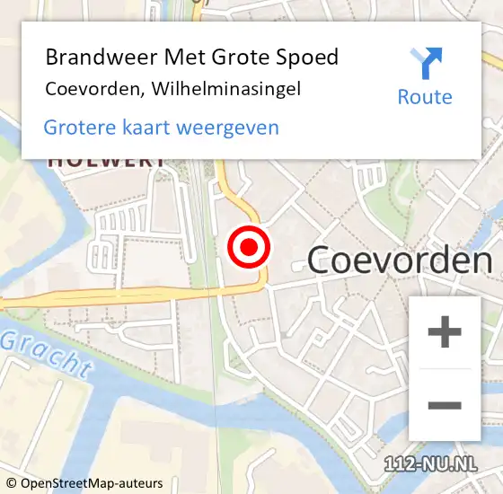 Locatie op kaart van de 112 melding: Brandweer Met Grote Spoed Naar Coevorden, Wilhelminasingel op 10 december 2021 19:18