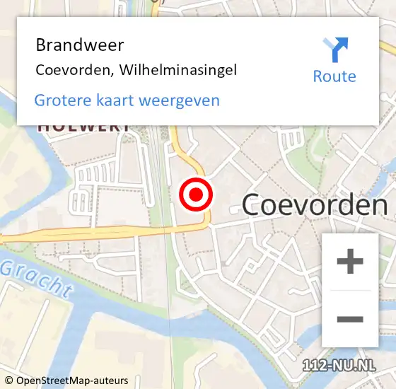 Locatie op kaart van de 112 melding: Brandweer Coevorden, Wilhelminasingel op 10 december 2021 19:19