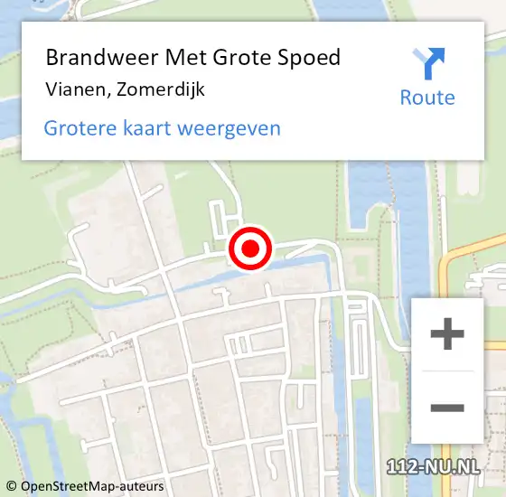 Locatie op kaart van de 112 melding: Brandweer Met Grote Spoed Naar Vianen, Zomerdijk op 1 juli 2014 21:58