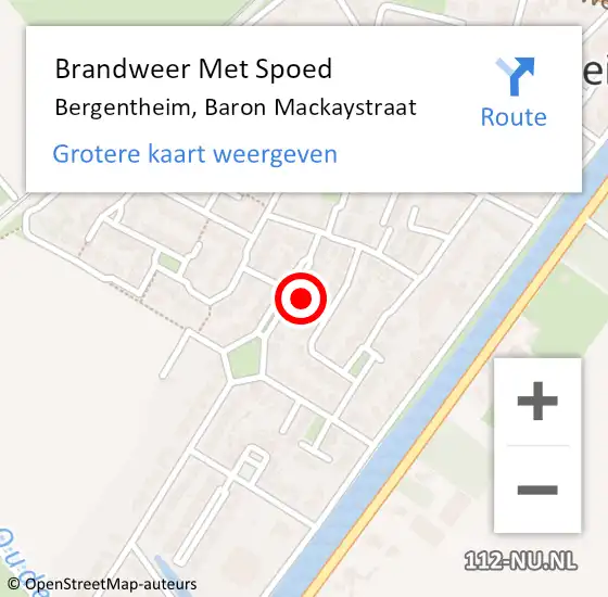 Locatie op kaart van de 112 melding: Brandweer Met Spoed Naar Bergentheim, Baron Mackaystraat op 10 december 2021 19:48