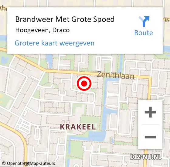 Locatie op kaart van de 112 melding: Brandweer Met Grote Spoed Naar Hoogeveen, Draco op 10 december 2021 20:05