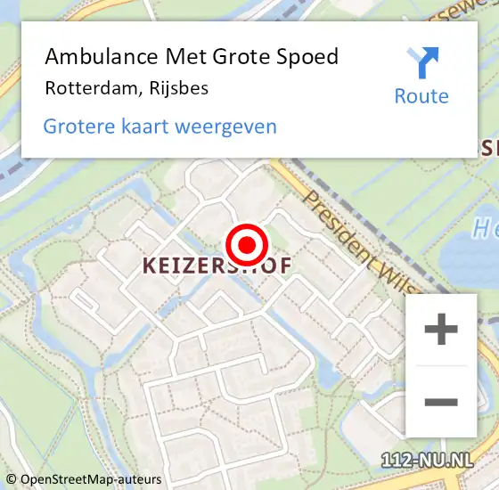 Locatie op kaart van de 112 melding: Ambulance Met Grote Spoed Naar Rotterdam, Rijsbes op 10 december 2021 20:12