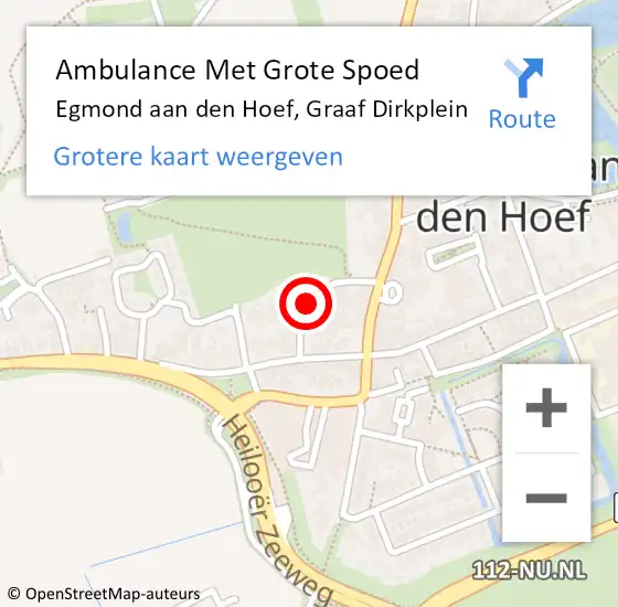 Locatie op kaart van de 112 melding: Ambulance Met Grote Spoed Naar Egmond aan den Hoef, Graaf Dirkplein op 10 december 2021 20:32