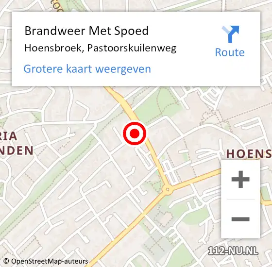 Locatie op kaart van de 112 melding: Brandweer Met Spoed Naar Hoensbroek, Pastoorskuilenweg op 10 december 2021 21:08