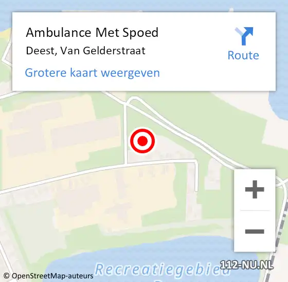 Locatie op kaart van de 112 melding: Ambulance Met Spoed Naar Deest, Van Gelderstraat op 10 december 2021 21:35