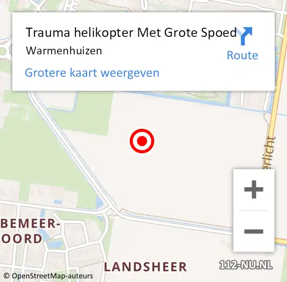 Locatie op kaart van de 112 melding: Trauma helikopter Met Grote Spoed Naar Warmenhuizen op 10 december 2021 21:59