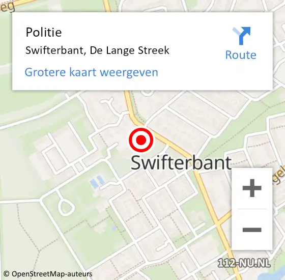Locatie op kaart van de 112 melding: Politie Swifterbant, De Lange Streek op 10 december 2021 23:11