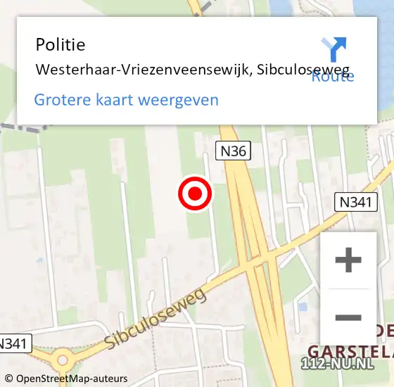 Locatie op kaart van de 112 melding: Politie Westerhaar-Vriezenveensewijk, Sibculoseweg op 10 december 2021 23:31