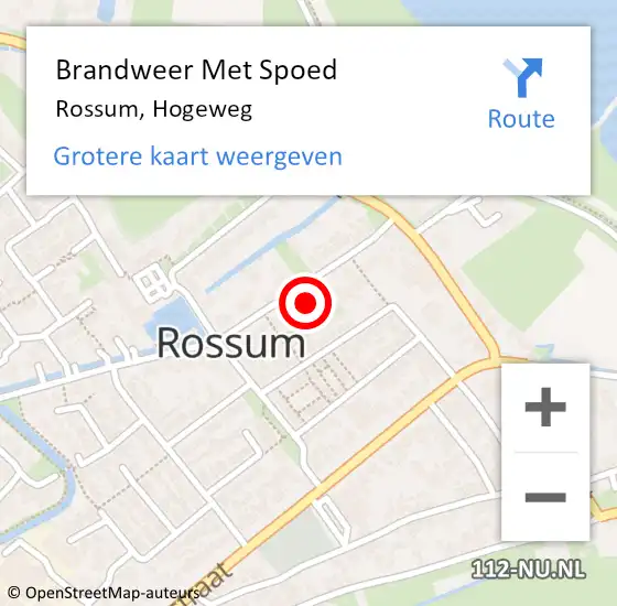 Locatie op kaart van de 112 melding: Brandweer Met Spoed Naar Rossum, Hogeweg op 10 december 2021 23:34