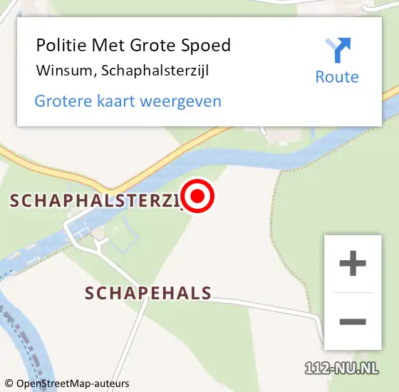 Locatie op kaart van de 112 melding: Politie Met Grote Spoed Naar Winsum, Schaphalsterzijl op 10 december 2021 23:50