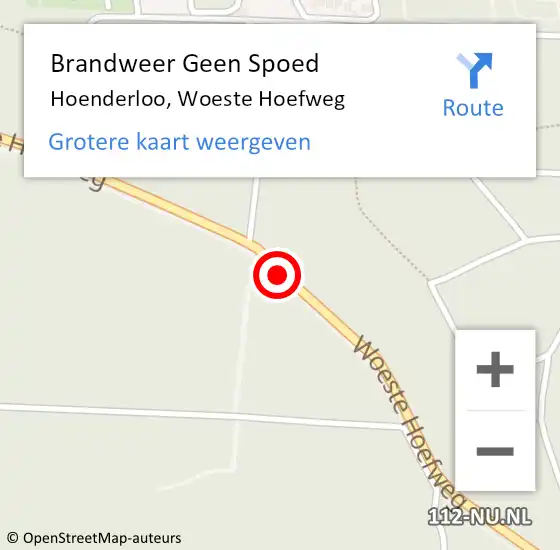Locatie op kaart van de 112 melding: Brandweer Geen Spoed Naar Hoenderloo, Woeste Hoefweg op 1 juli 2014 22:31