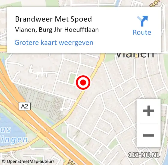 Locatie op kaart van de 112 melding: Brandweer Met Spoed Naar Vianen, Burg Jhr Hoeufftlaan op 11 december 2021 00:24