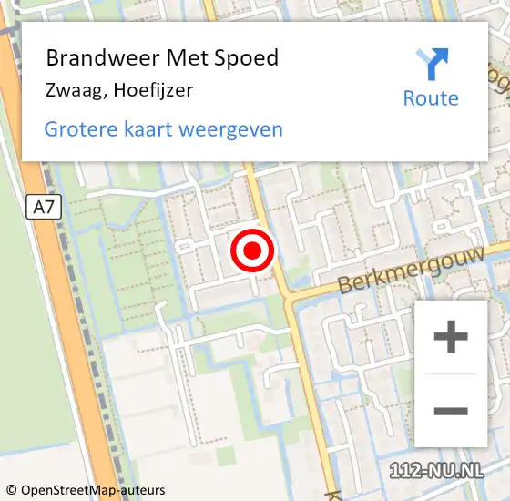 Locatie op kaart van de 112 melding: Brandweer Met Spoed Naar Zwaag, Hoefijzer op 11 december 2021 00:33