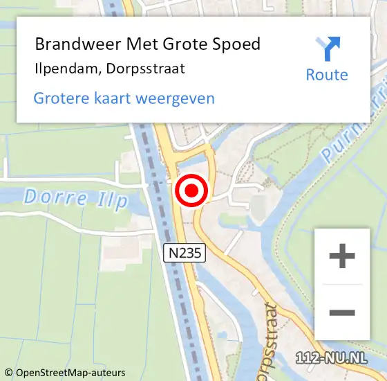 Locatie op kaart van de 112 melding: Brandweer Met Grote Spoed Naar Ilpendam, Dorpsstraat op 11 december 2021 00:35