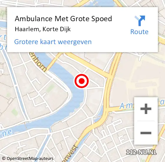 Locatie op kaart van de 112 melding: Ambulance Met Grote Spoed Naar Haarlem, Korte Dijk op 11 december 2021 00:51