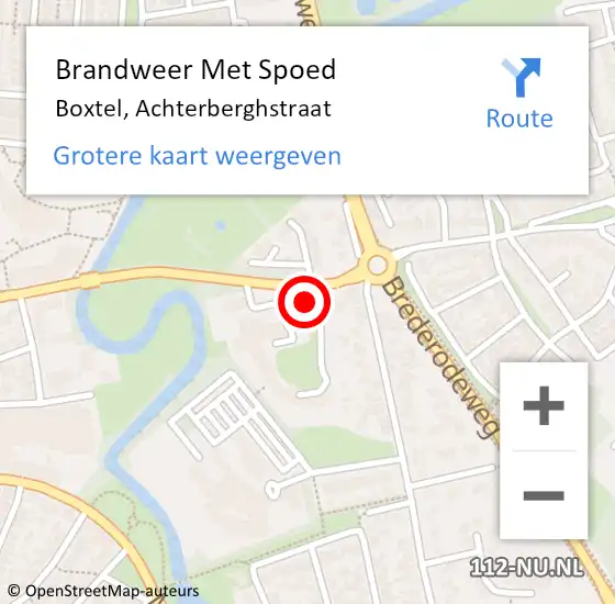 Locatie op kaart van de 112 melding: Brandweer Met Spoed Naar Boxtel, Achterberghstraat op 11 december 2021 00:57