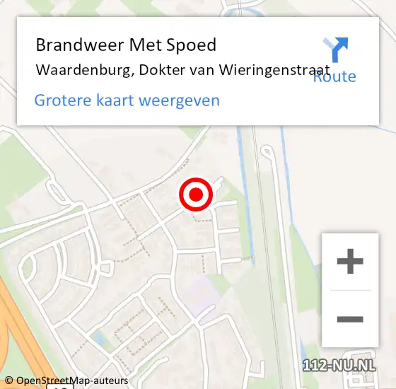 Locatie op kaart van de 112 melding: Brandweer Met Spoed Naar Waardenburg, Dokter van Wieringenstraat op 11 december 2021 02:02