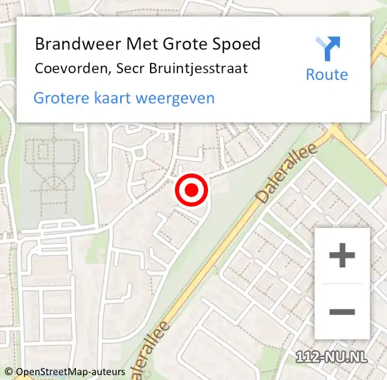 Locatie op kaart van de 112 melding: Brandweer Met Grote Spoed Naar Coevorden, Secr Bruintjesstraat op 11 december 2021 02:07