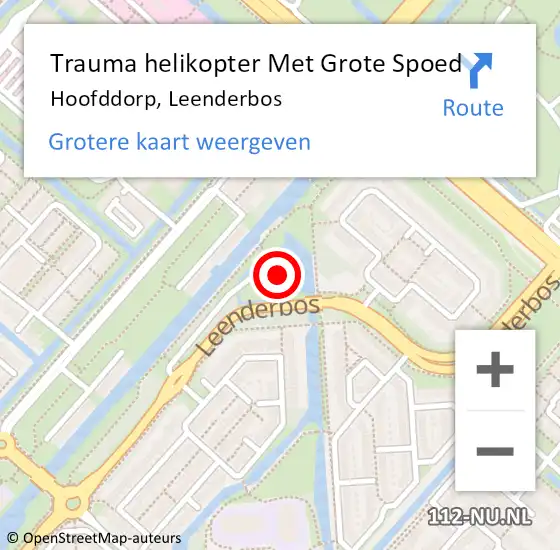 Locatie op kaart van de 112 melding: Trauma helikopter Met Grote Spoed Naar Hoofddorp, Leenderbos op 11 december 2021 03:04