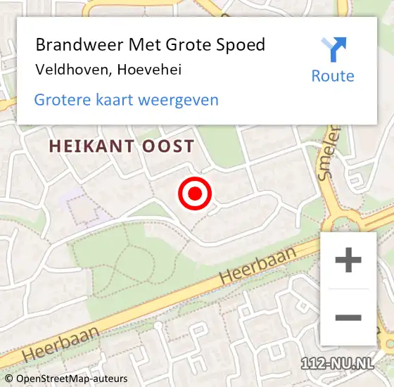 Locatie op kaart van de 112 melding: Brandweer Met Grote Spoed Naar Veldhoven, Hoevehei op 11 december 2021 03:40