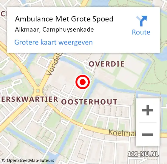 Locatie op kaart van de 112 melding: Ambulance Met Grote Spoed Naar Alkmaar, Camphuysenkade op 11 december 2021 03:40