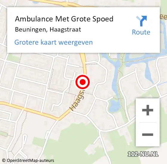 Locatie op kaart van de 112 melding: Ambulance Met Grote Spoed Naar Beuningen, Haagstraat op 11 december 2021 05:09