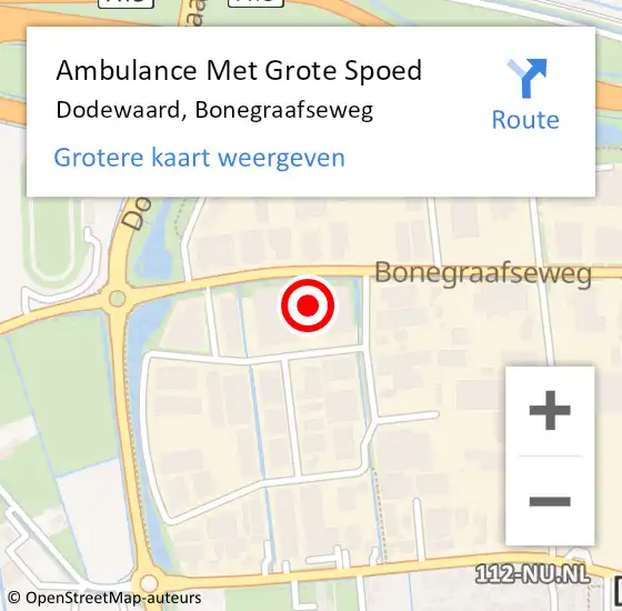 Locatie op kaart van de 112 melding: Ambulance Met Grote Spoed Naar Dodewaard, Bonegraafseweg op 11 december 2021 05:33