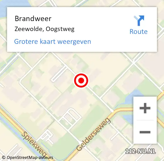 Locatie op kaart van de 112 melding: Brandweer Zeewolde, Oogstweg op 1 juli 2014 22:53