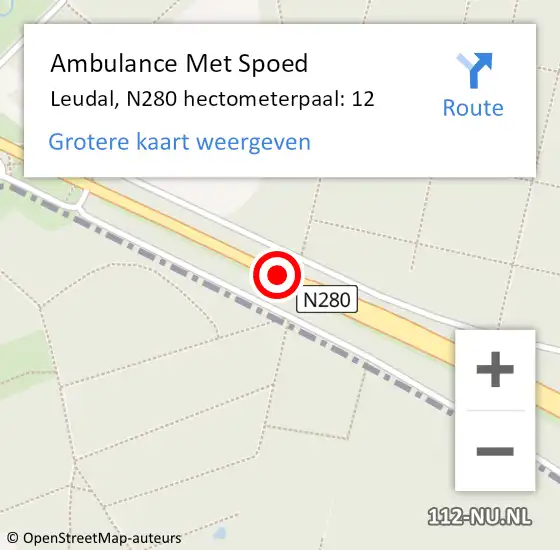 Locatie op kaart van de 112 melding: Ambulance Met Spoed Naar Leudal, N280 hectometerpaal: 12 op 11 december 2021 05:54