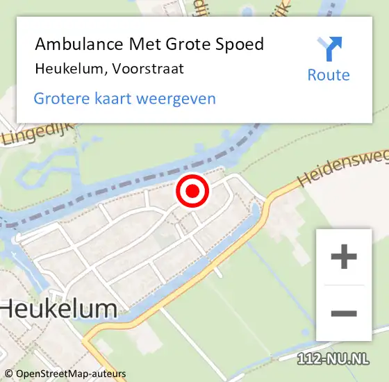 Locatie op kaart van de 112 melding: Ambulance Met Grote Spoed Naar Heukelum, Voorstraat op 11 december 2021 06:05