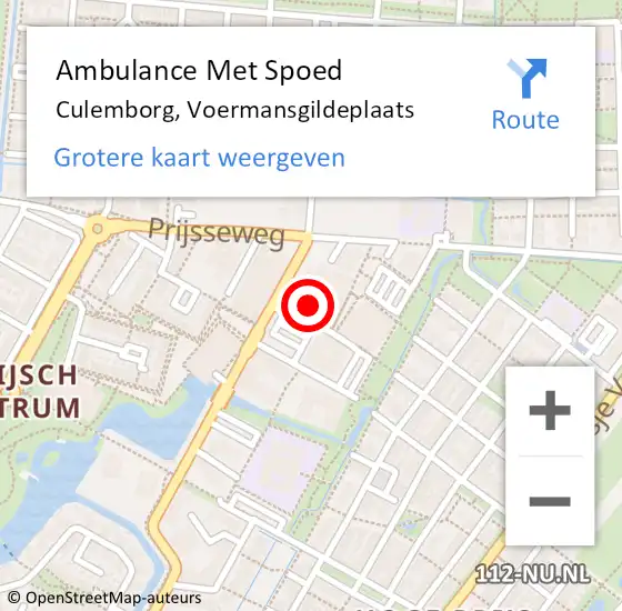 Locatie op kaart van de 112 melding: Ambulance Met Spoed Naar Culemborg, Voermansgildeplaats op 11 december 2021 06:16