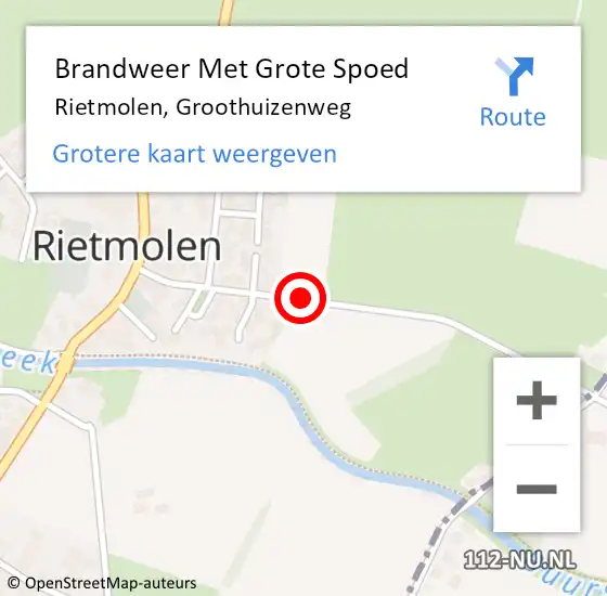 Locatie op kaart van de 112 melding: Brandweer Met Grote Spoed Naar Rietmolen, Groothuizenweg op 1 juli 2014 22:56