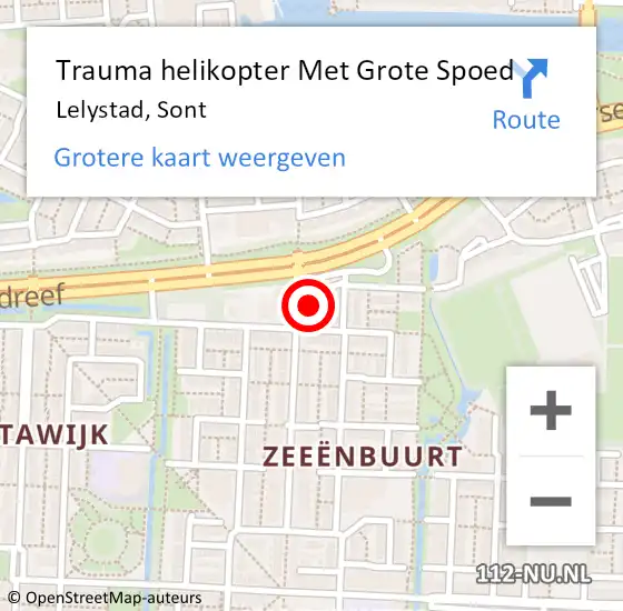 Locatie op kaart van de 112 melding: Trauma helikopter Met Grote Spoed Naar Lelystad, Sont op 11 december 2021 07:29