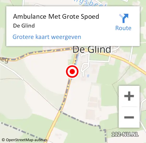 Locatie op kaart van de 112 melding: Ambulance Met Grote Spoed Naar De Glind op 11 december 2021 08:30