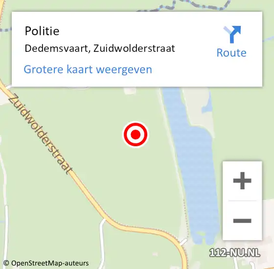 Locatie op kaart van de 112 melding: Politie Dedemsvaart, Zuidwolderstraat op 11 december 2021 08:42