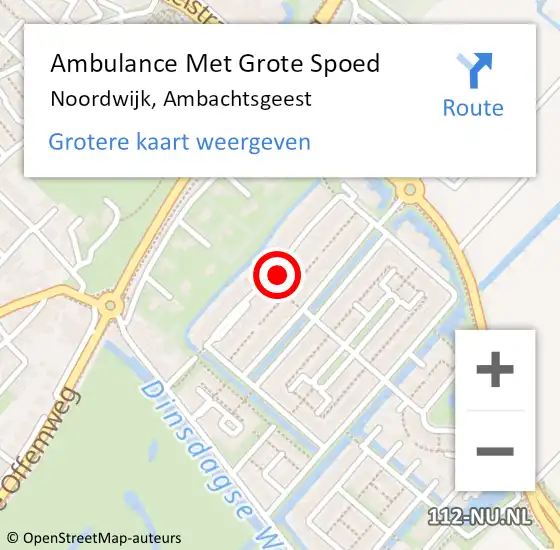 Locatie op kaart van de 112 melding: Ambulance Met Grote Spoed Naar Noordwijk, Ambachtsgeest op 11 december 2021 09:06