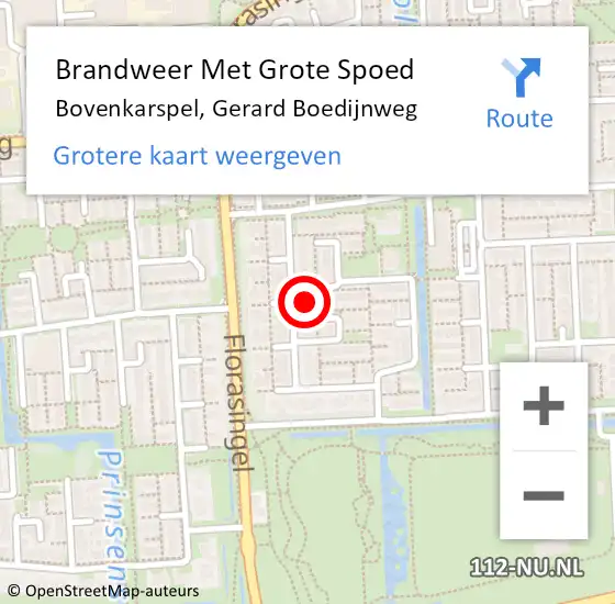 Locatie op kaart van de 112 melding: Brandweer Met Grote Spoed Naar Bovenkarspel, Gerard Boedijnweg op 11 december 2021 09:31