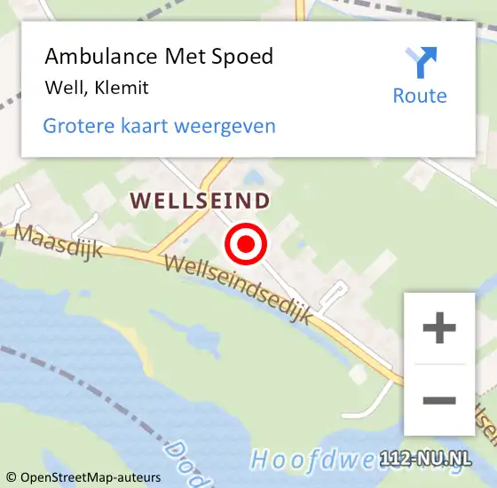 Locatie op kaart van de 112 melding: Ambulance Met Spoed Naar Well, Klemit op 11 december 2021 09:44