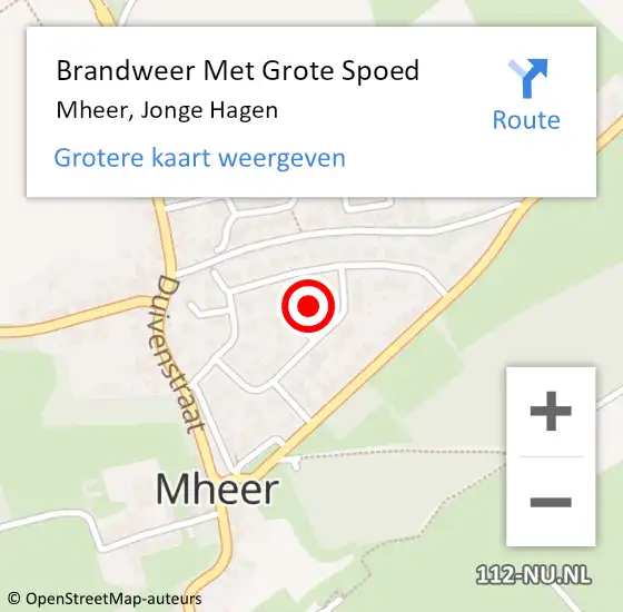 Locatie op kaart van de 112 melding: Brandweer Met Grote Spoed Naar Mheer, Jonge Hagen op 11 december 2021 09:47