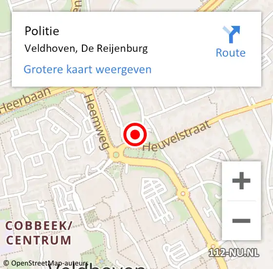 Locatie op kaart van de 112 melding: Politie Veldhoven, De Reijenburg op 11 december 2021 09:47